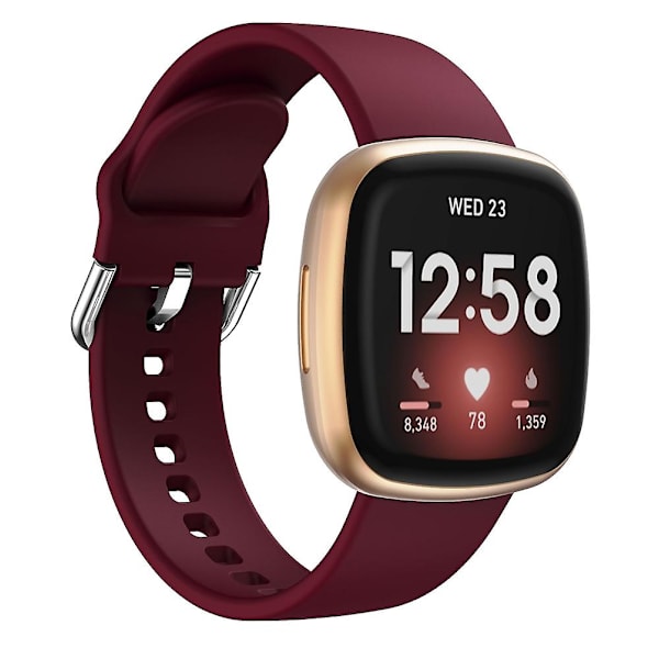 Til Fitbit Versa 3 silikone urrem Wine Red