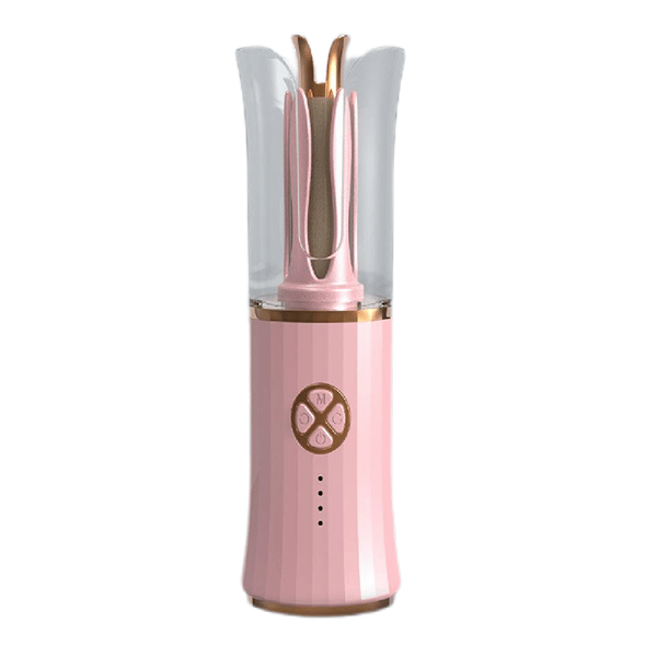 Hårkrøller, USB-lading automatisk med 4 temperaturer, tørr og våt (rosa)