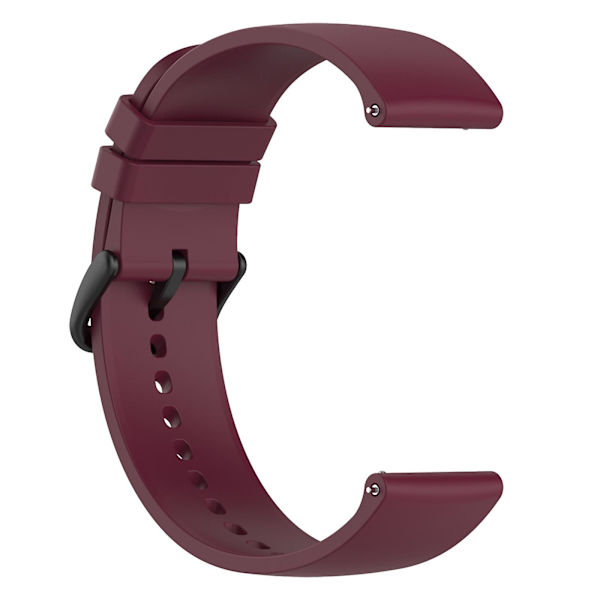 Til Samsung Galaxy Watch 5 Pro 45mm/Huami Amazfit Bip 3/3 Pro Silikonurrem 20mm Justerbar Håndledsstrop Justering Wine Red Black Buckle