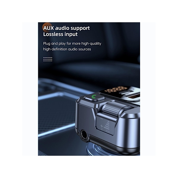 Bluetooth 5.1 Autoradio-adapteri FM-lähettimellä ja 30W USB-C PD -laturilla, tukee musiikkia - .