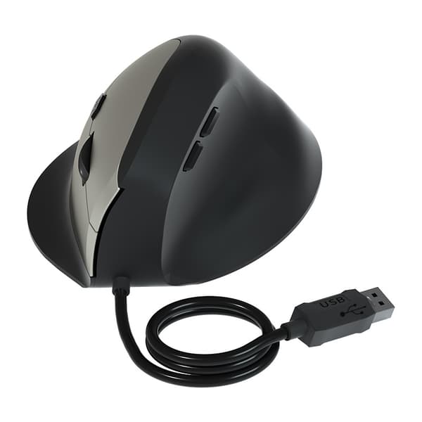 Ergonomisk lodret mus, 1600Dpi lydløs knap USB-ledning (hvid)