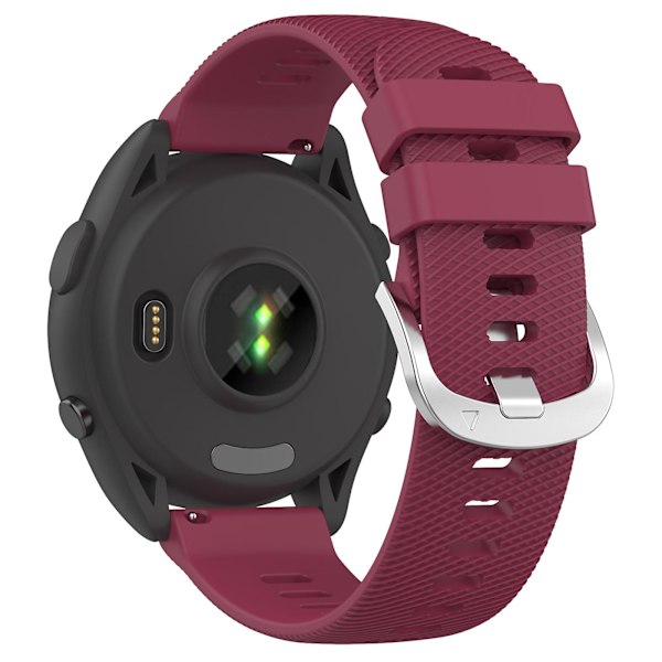 For Garmin Forerunner 265 Silikonihihna 22mm Ristiraita Pehmeä Urheiluranneke Wine Red