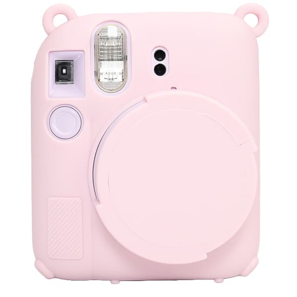 Etui til Fujifilm Instax Mini 12, med silikoneobjektivdæksel (kompatibel, pink)