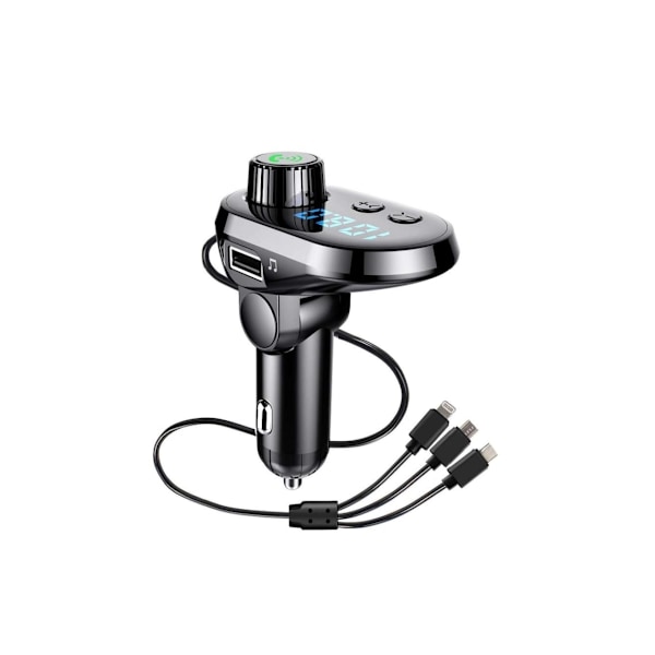 Bluetooth 5.0 FM-radiolähetin Monitoiminen handsfree-autosarja-adapteri iPhone- ja Android-puhelimen laturilla