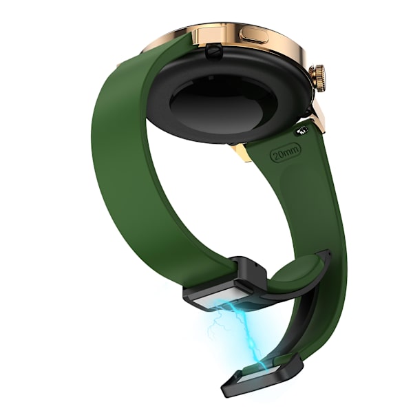 Silikonebånd til Samsung Galaxy Watch6 / Watch6 Classic / Watch 5 Pro / Watch4 Classic, Magnetisk foldelukkespænde 20mm rem Army Green