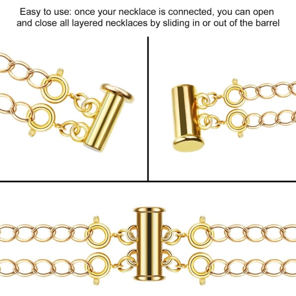 Fjærspenne i rustfritt stål Hummerspenner Koblinger Gliderørlås Avstandslås Multistrenger Magnetisk 2 layer Gold