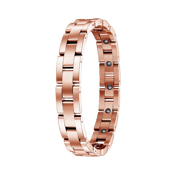 Armbånd til magnetterapi i titanium rustfrit stål (rosaguld)