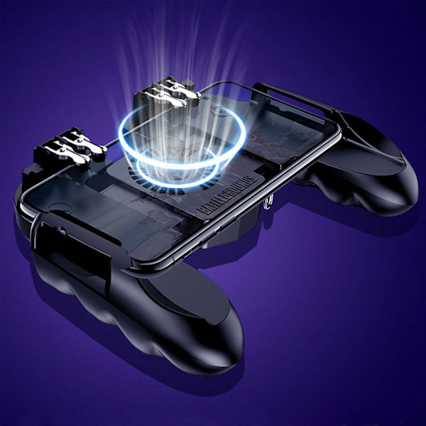 Seksfingret mobiltelefon-spilcontroller joystick køleventilator gamepad til Pubg