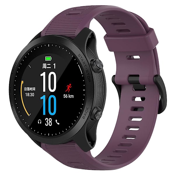 For Garmin Forerunner 945/ 935 Udskiftning Rem Stål Spænde Tekstureret Silikone Urrem Dark Purple