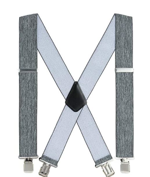 Herre Heavy-Duty Seler: 2-Tommer Bred, X-Rygs Justerbar Elastik (Grå)