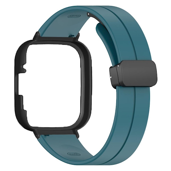 Svart magnetisk spenne silikon armbånd for Xiaomi Redmi Watch 3 klokkebånd med klokkeetui Rock Cyan