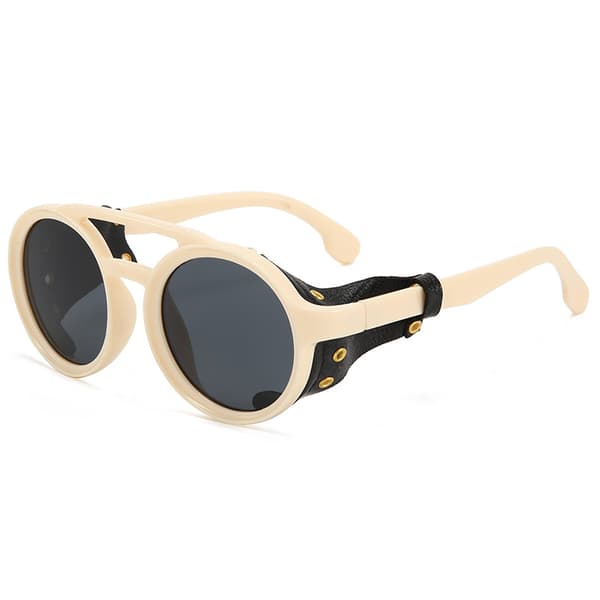 Steampunk solbriller, rund sidemesh, sideskjold (03)