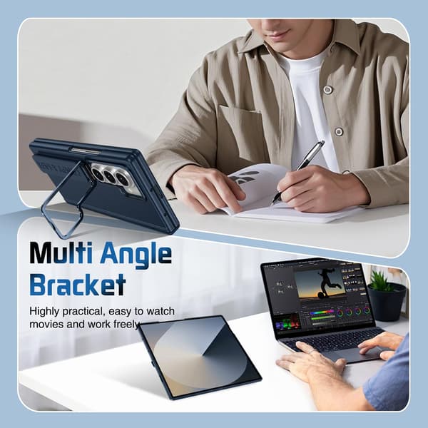 Fodral till Samsung Galaxy Z Fold 7, med handledsrem och linsstativ Black