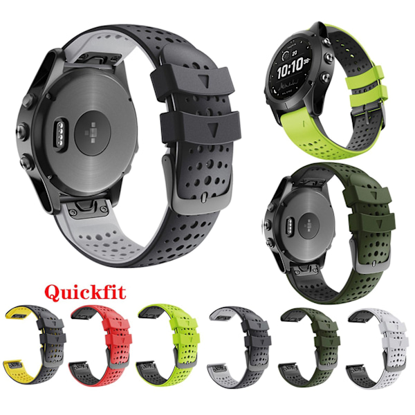 Garmin Fenix 6 -silikoniranneke White Black