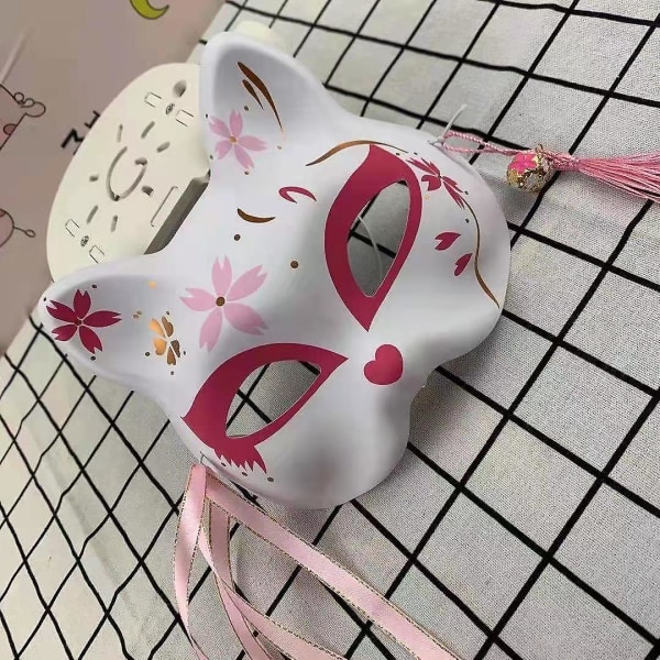 Fox Cosplay Mask Half Face Cat Mask Til Julefest Kostyme Japansk Kitsune Mask Kabuki Masquerade Cat 2