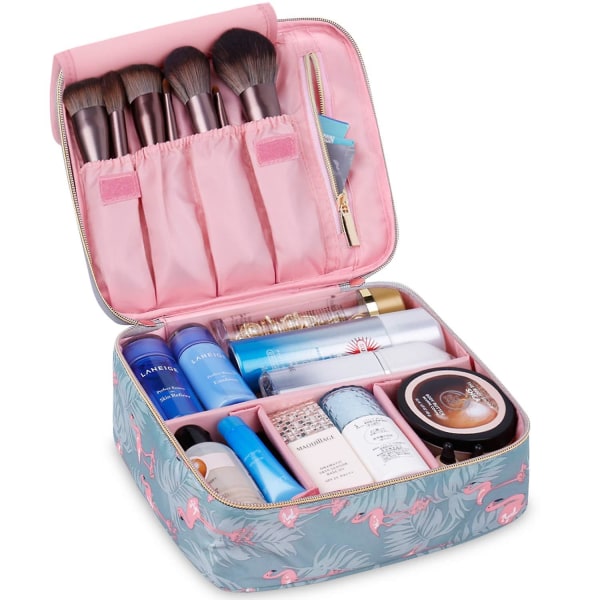 Rejse Makeup Taske Stor Kosmetisk Taske Makeup Case Organizer til kvinder og piger (flamingo)