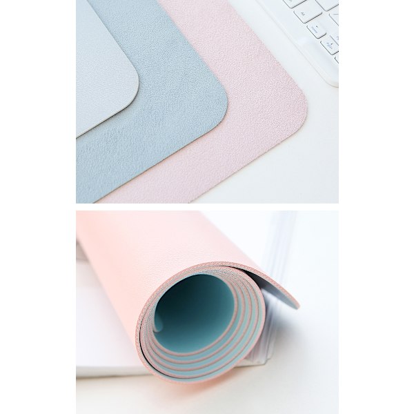 Dubbelsidig Halksäker Musmatta Vattentät PU-Läder Skrivbordsmatta, Lätt att Rengöra Laptop Skrivbordsmatta för Kontorsarbete/Hem 100*50Cm Pink Sky Blue