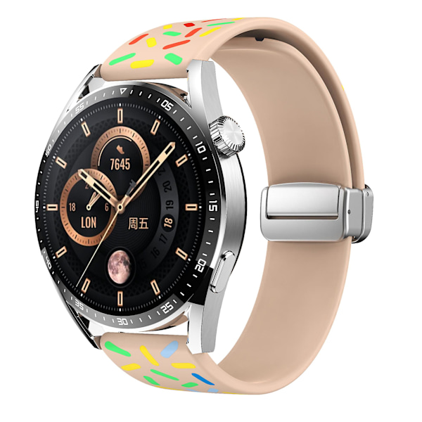 Kuvioitu silikoniranneke Samsung Galaxy Watch6 / Watch6 Classic / Watch 5 Pro / Watch4 Classic -kellolle, 20 mm:n ranneke Pink Rainbow