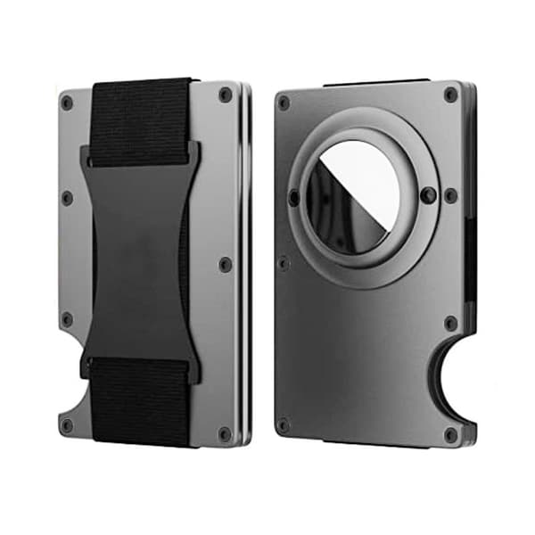 Rfid-blokkerende metalllommebok med Airtag-holder (grå)