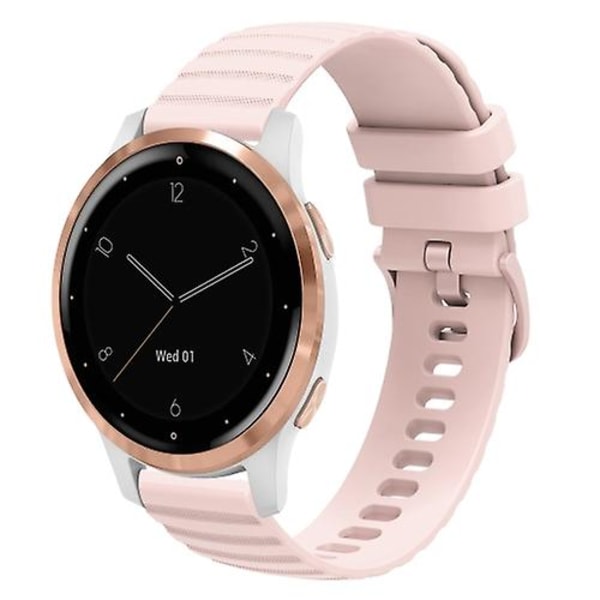 For Garmin Vivoactive 4s 18 mm bølgete prikket ensfarget silikonklokkebånd CJV Pink