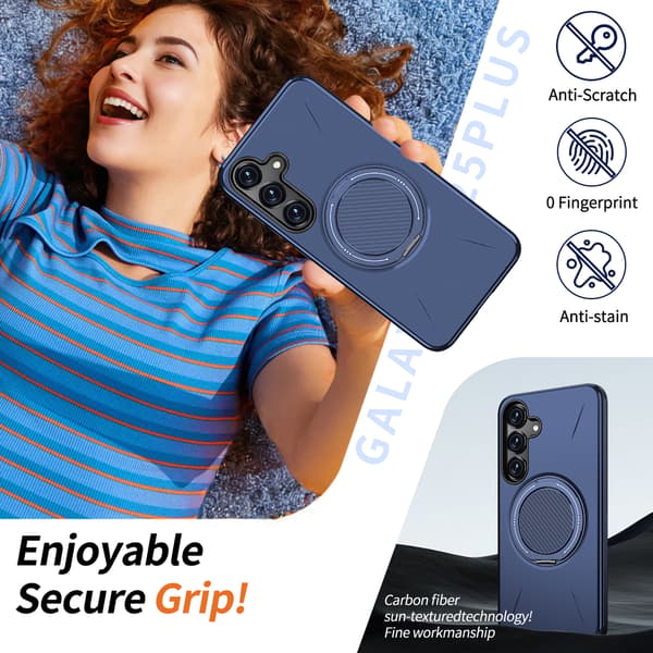 Fodral för Samsung Galaxy S25, roterande stödstöd TPU + PC Blue