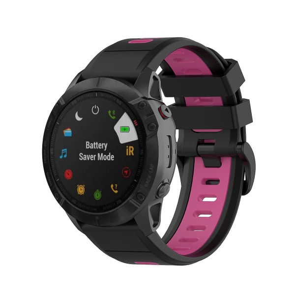 20 mm tofarget silikonjack-klokkerem for Garmin Fenix ​​7s Black Magenta