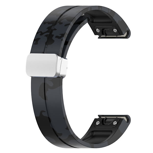 Sølvspenne 22mm Silikon Rem for Garmin Fenix 7 / Forerunner 965/955/945/935 Camo Grey