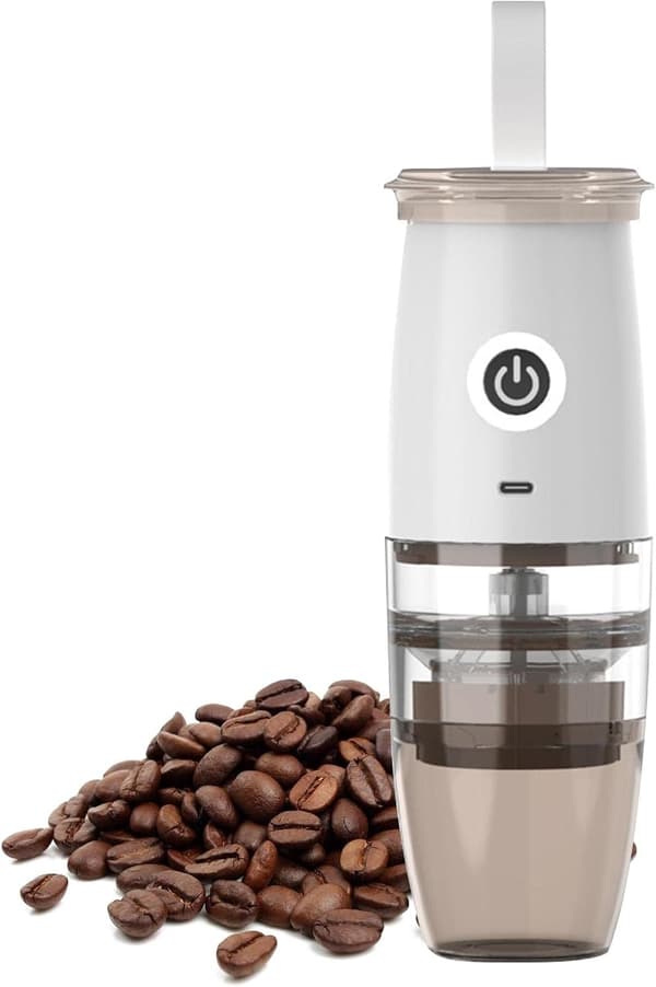 Elektrisk kaffekværn, 7,4V, 150ml, 5 kværnindstillinger (hvid)