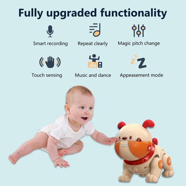 Fjärrstyrd robot-hundleksak, sjunger och dansar, röstinspelning med 4 rösteffekter (lila)