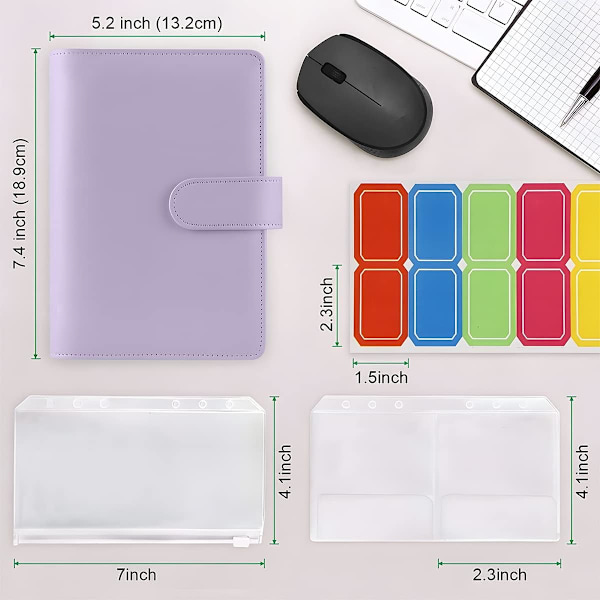 Budgetplaner, A6-pärm i konstläder med lösa blad och blixtlåsfack, Äpple Grön