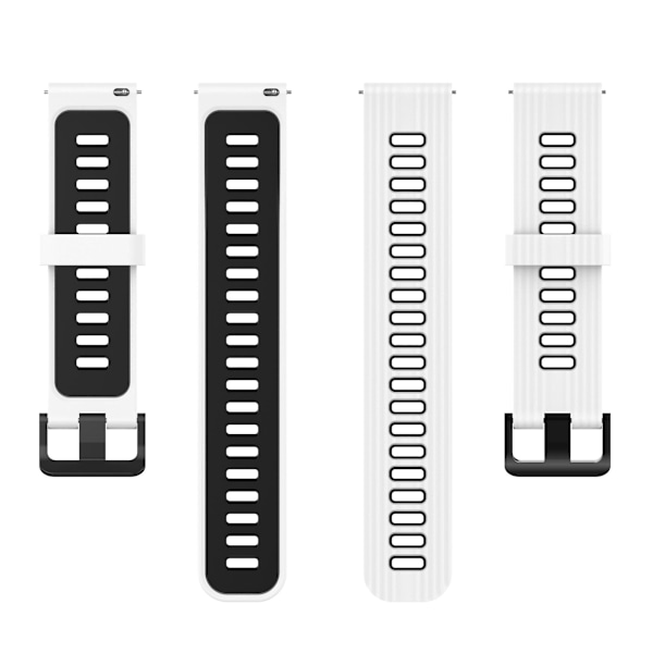 For Samsung Galaxy Watch 5 Pro 45mm/Huami Amazfit Bip 3 Pro Dual Color 20mm Silicone Watch Band Stripe Design Replacement Strap White   Black