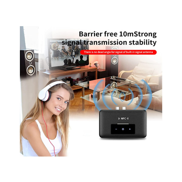 Bluetooth-sender for TV, Bluetooth-mottaker, Bluetooth 5.0-adapter med 3,5 mm RCA USB-avspilling, D-adapter