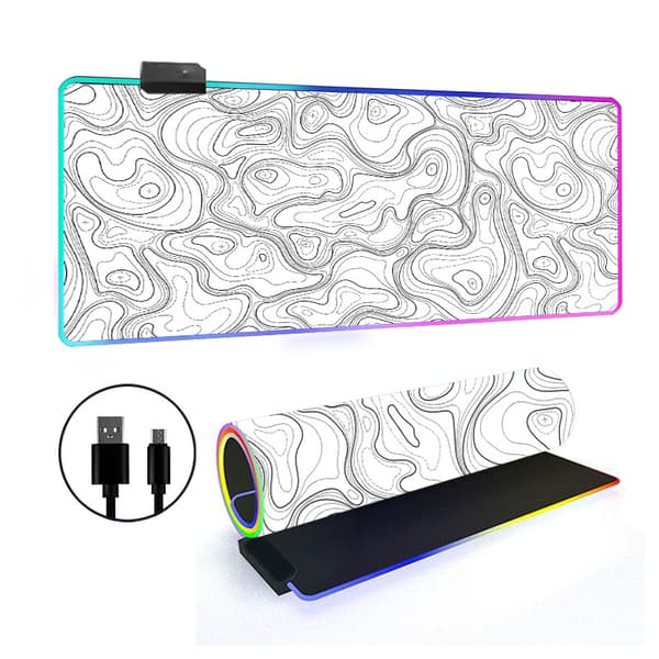 Musematte - Rgb Stor Topografisk Kontur Skrivebordsmatte (Stil 2, 300*800*4Mm)