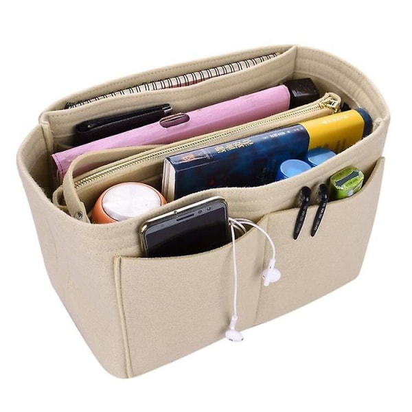 Handbag Organizer For Damer, Filt Bag Organizer Tote Organizer Håndveske Folder Bag In Bag Organizer Med glidelåslomme