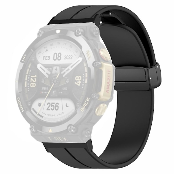 Silikonklockarmband Magnetiskt fällbart spänne handledsrem för Huami Amazfit T-rex 2 Black