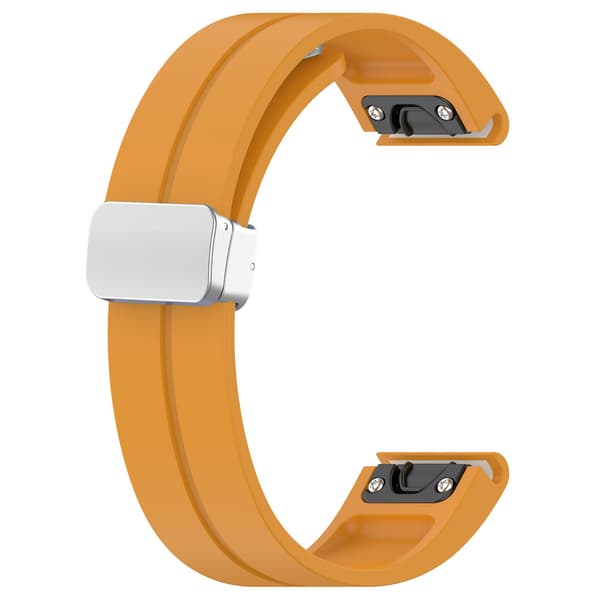 Silikon 26mm Fällbart Silver Spänne Klockarmband För Garmin Fenix 7x/7x Solar/tactix 7 Pro Dark Yellow