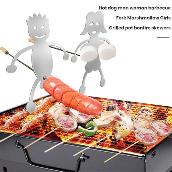 Bærbar pølsebrødstativ Grill Grillpølse Metallverktøy Grillpølseholder Ovnsstekestativ for utendørs camping B