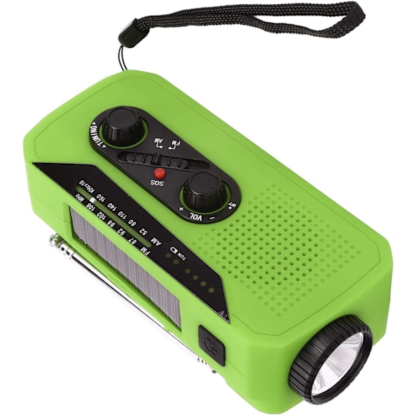 Hätäveivattava sääradio taskulampulla (vihreä)