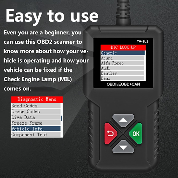Ya101 Obd2 Auton Vikakoodien Diagnostiikkalukija