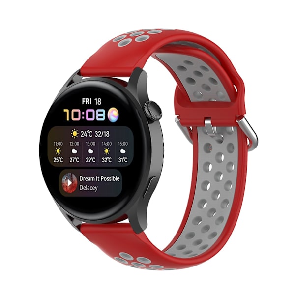 Dubbelfärgat metallspänne justerbart silikonklockarmband 22 mm för Huawei Watch 3/Watch 3 Pro Multicolor I