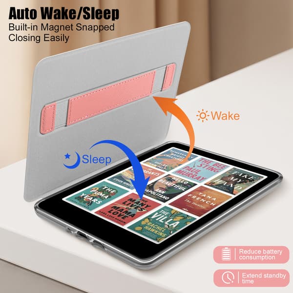 Fodral för Kindle Paperwhite 12:e generationen 2024 – Auto Sleep Wake med handrem Light blue
