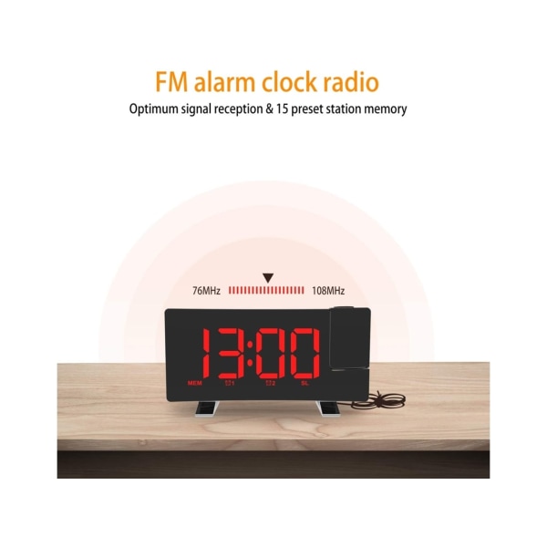 Radio LED USB -klocka med takprojektion red