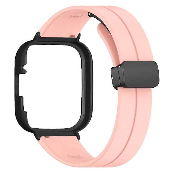 Svart magnetisk spenne silikon armbånd for Xiaomi Redmi Watch 3 klokkebånd med klokkeetui Pink