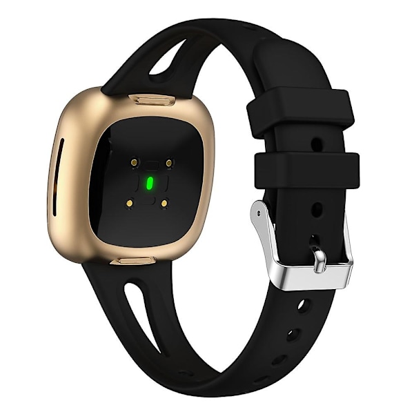 Til Fitbit Versa 3 / 4 silikoneurrem, størrelse:S S Black