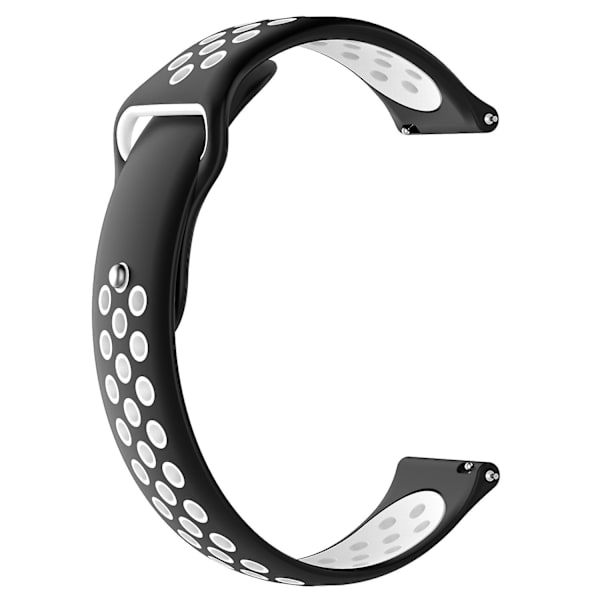 KLB-SSGJ-004 Samsung Gear Sport / Samsung Gear S2 Classic -silikoniranneke 20 mm:n soljella varustettu rannekoru Black  White