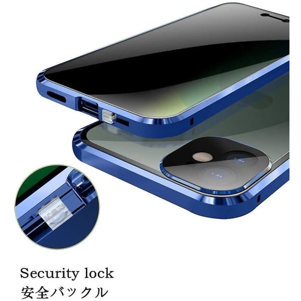 Piao Anti-kig-etui med stærk magnetisk adsorption Kameralinsebeskytter Metalramme 360 ​​Helkropsbeskyttende Dobbeltsidet glas iPhone12Pro Silver