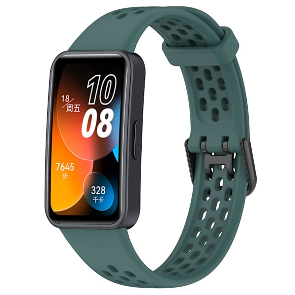 Til Huawei Band 8 Åndbar Silikone Smartwatch Rem Komfortabel At Bære Håndledsrem Green