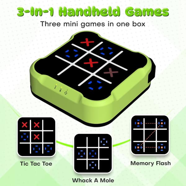 Tic Tac Toe-spel för barn: 4-i-1 bärbart sensoriskt pusselspel (grön) Green