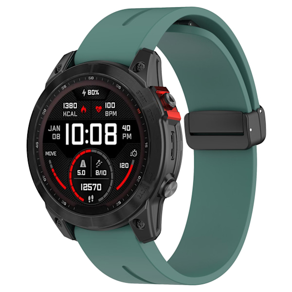 Silikonklockarmband 26mm Fällbart Spänne Klockarmband För Garmin Fenix 7x/7x Solar/tactix 7 Pro Green