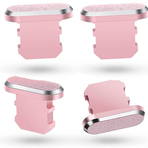 4 stk antistøvplugger som er kompatible med Iphone, beskytter ladedeksel Pink